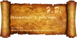 Havancsák Dénes névjegykártya